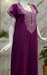 Purple Embroidery Soft Cotton Nighty. Soft Breathable Fabric | Laces and Frills