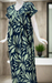 Pista Green/Navy Blue Leafy Rayon Nighty. Flowy Rayon Fabric | Laces and Frills