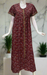 Dark Maroon Garden Full Open Pure Cotton Nighty. Pure Durable Cotton | Laces and Frills