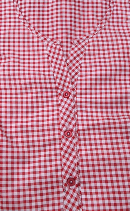 Red Checks Soft Cotton Maternity Nursing Nighty. Soft Breathable Fabric | Laces and Frills