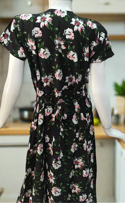 Black Floral Soft Cotton Maternity Nursing Nighty. Soft Breathable Fabric | Laces and Frills