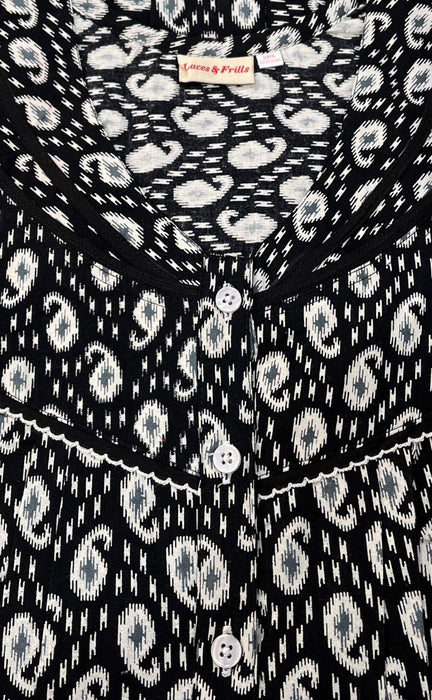 Black Manga Motif Pure Cotton Nighty. Pure Durable Cotton | Laces and Frills