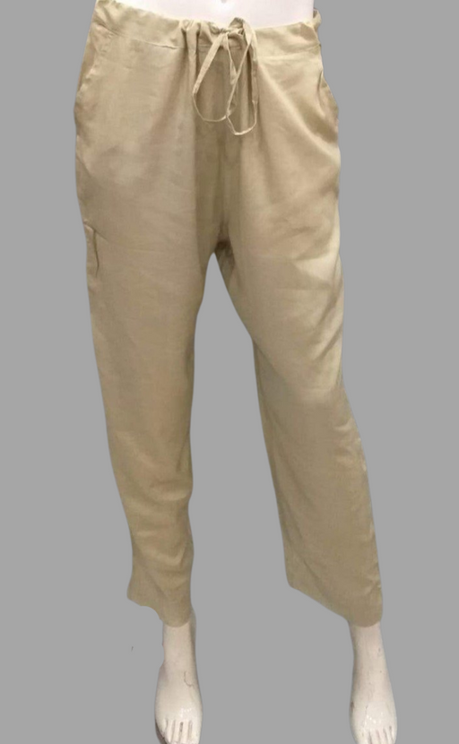 Off white straight pants with gota and silk chanderi fabric detaling a   Kora India